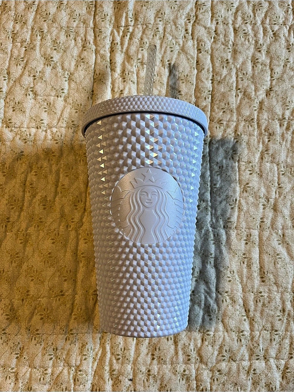 Starbucks Studded Bling Cold Cup White Iridescent EUC